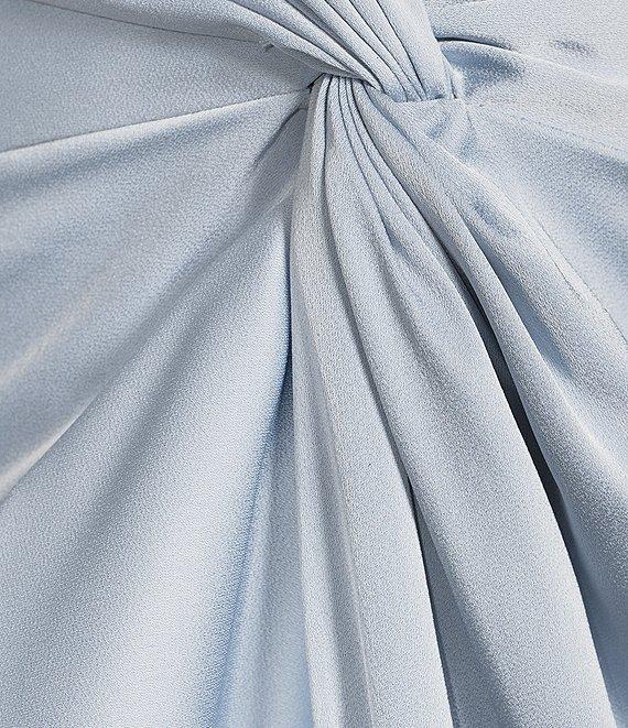 Aidan Mattox Satin V-Neck Twist Front with Cascading Ruffle Gown Product Image