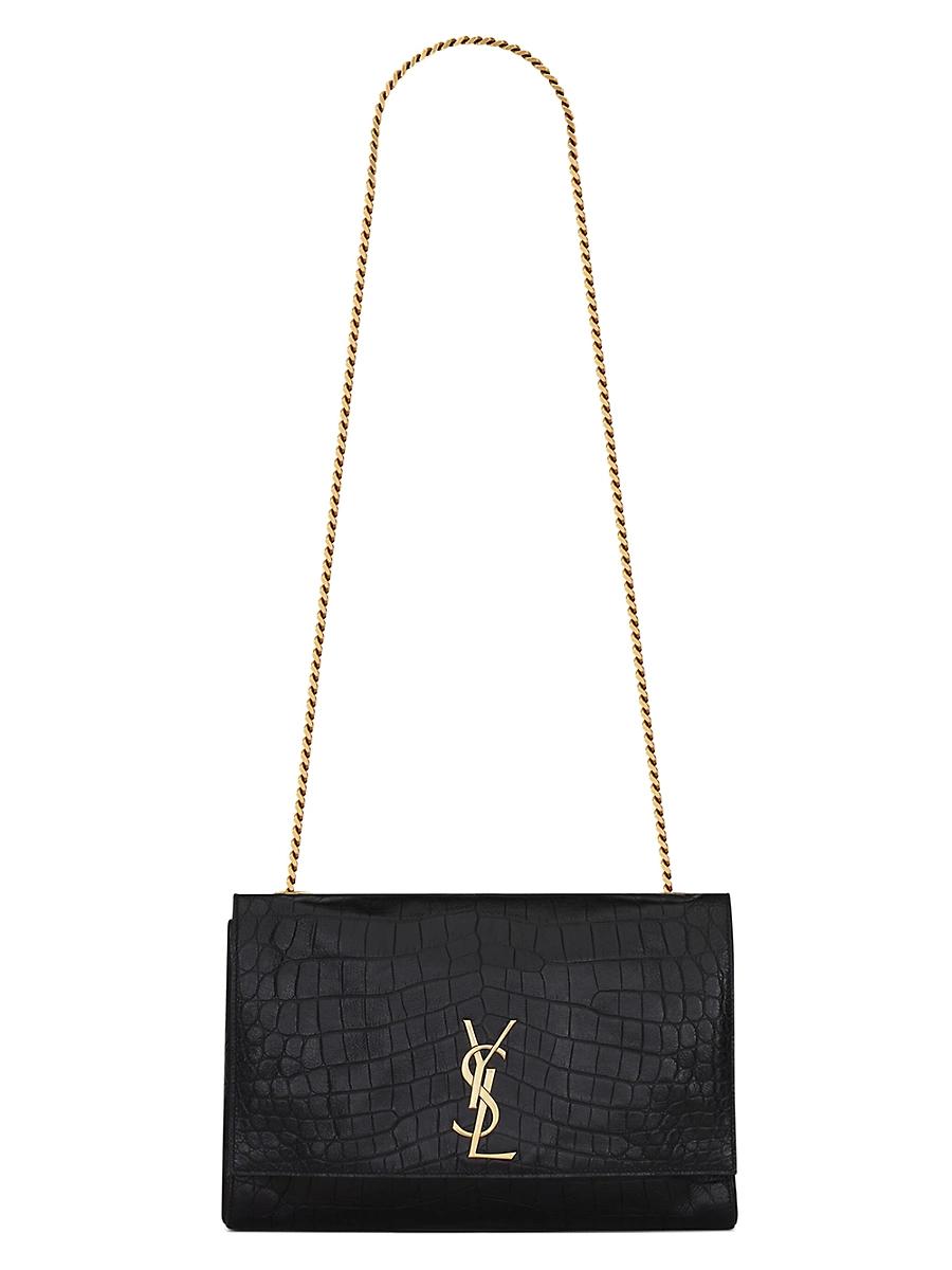 Womens Kate Medium Reversible Chain Shoulder Bag in Suede and Crocodile-Embossed Leather Product Image