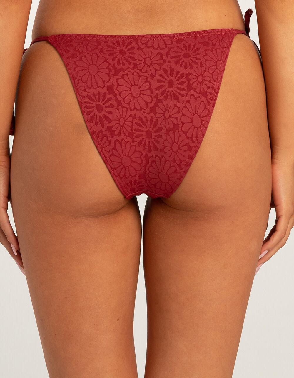 DAMSEL Texture Tie Side Bikini Bottoms - RUBY Product Image