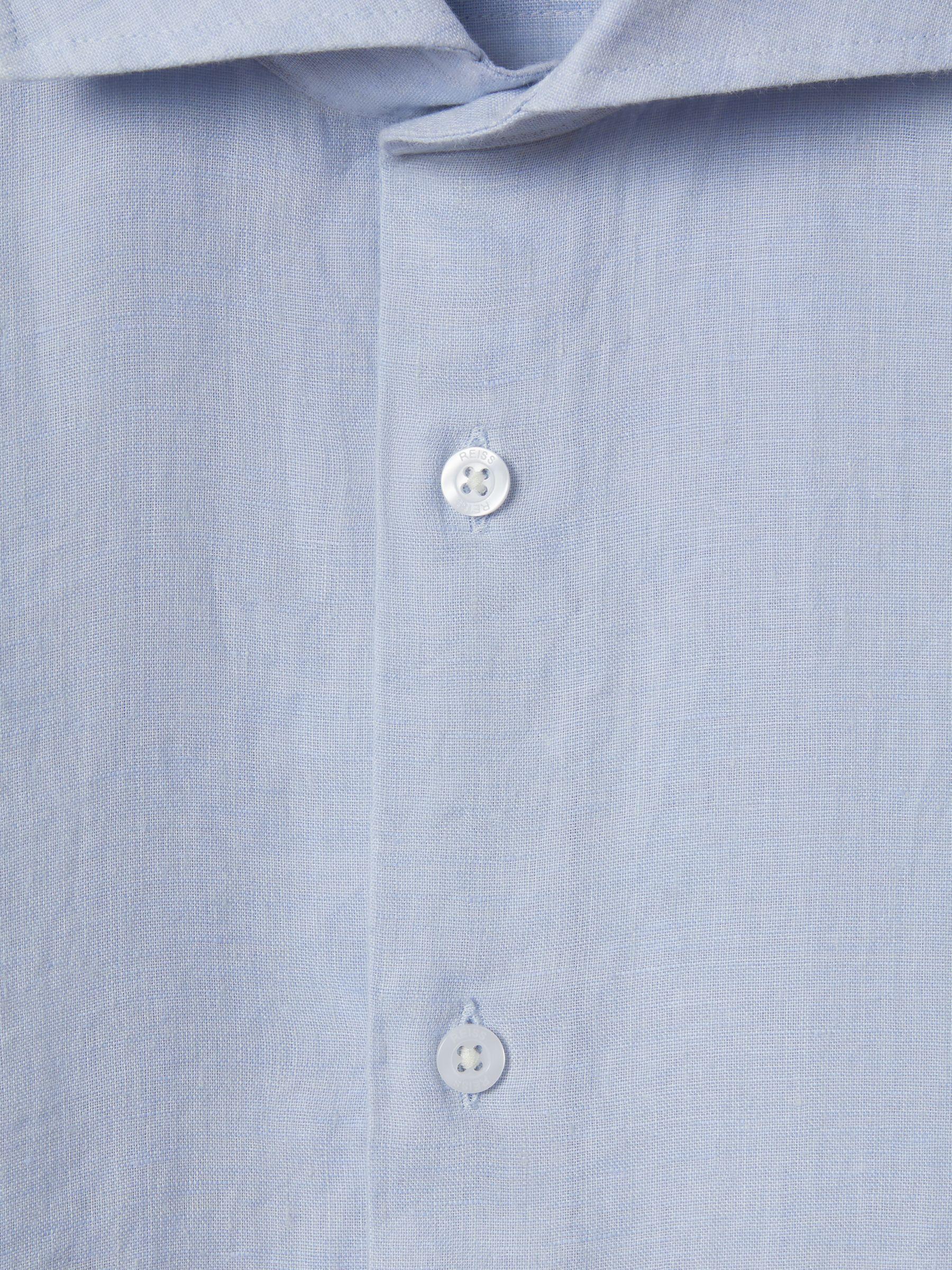 Linen Button-Through Shirt in Light Blue Product Image