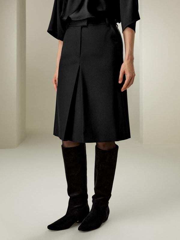 LILYSILK Womens Wool Skirt - Black Wool Silk - Perfect Wardrobe Staples Basic Style Bottoms 16 Product Image