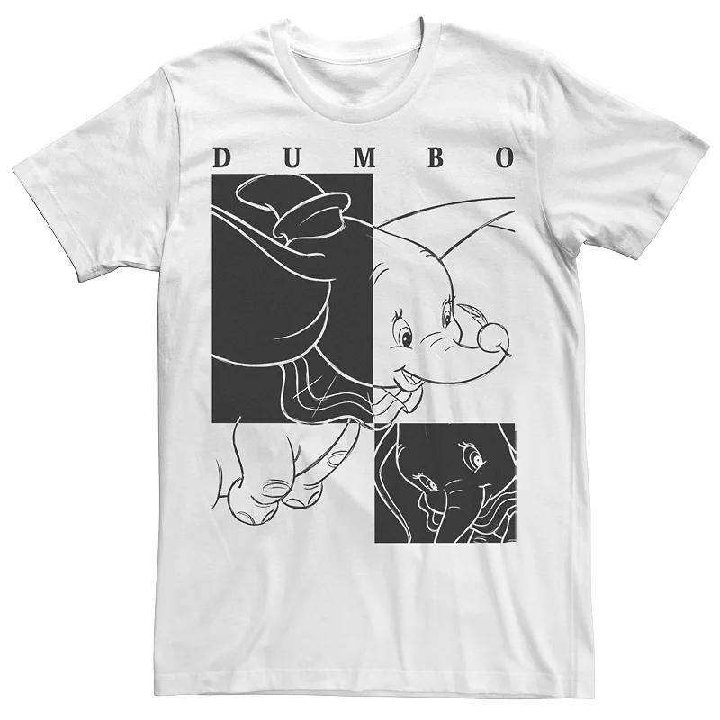 Disney's Dumbo Men's Contrast Black And White Line Art Poster Tee,  Product Image