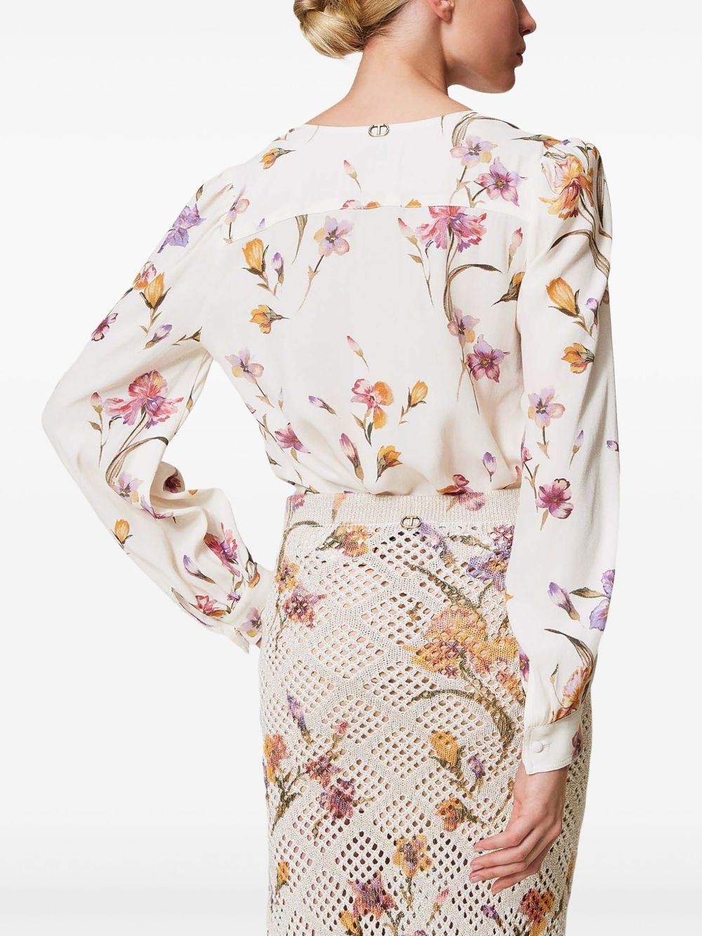 floral-print crepe de chine shirt Product Image