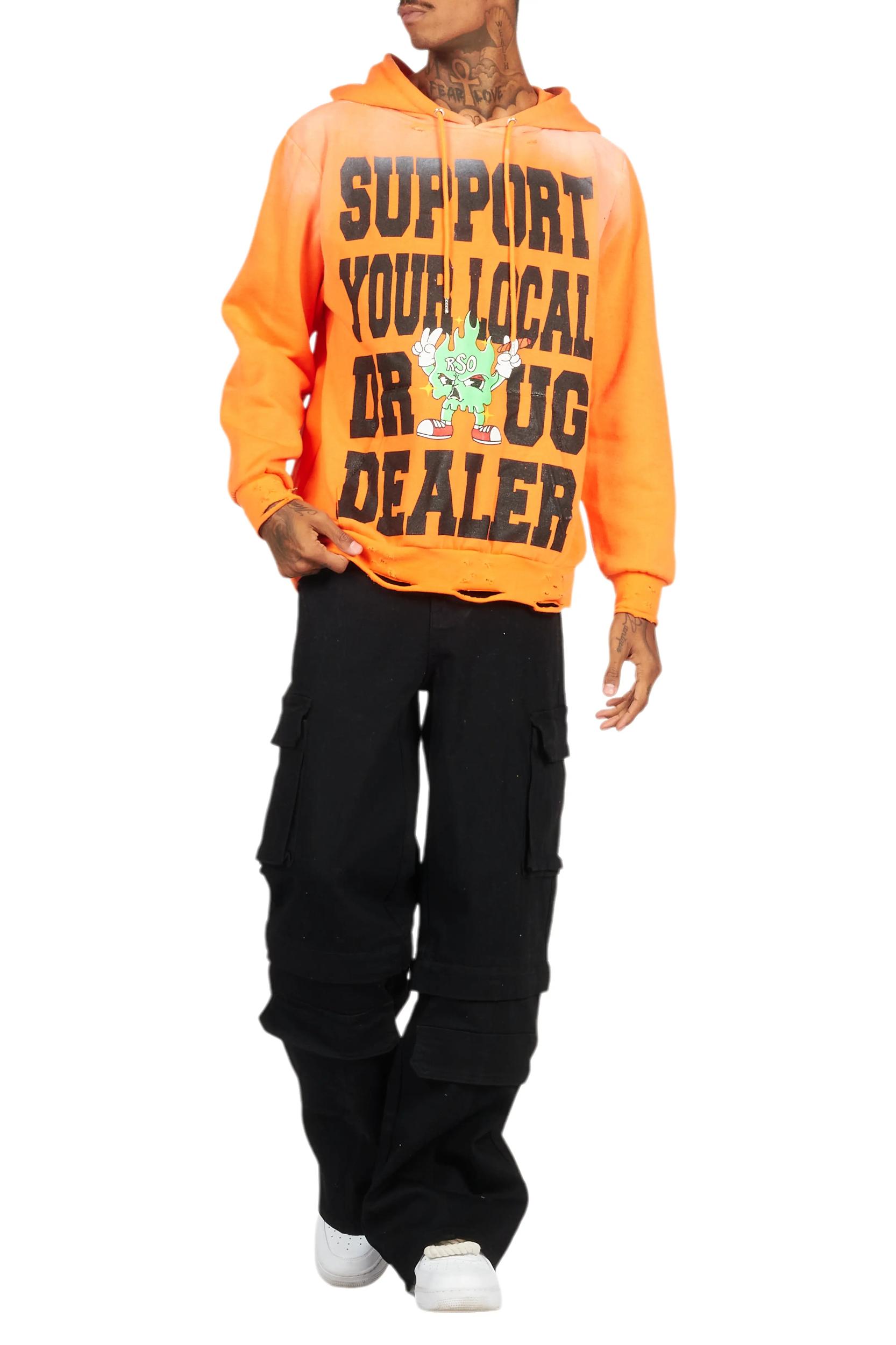 Tarl Orange Distressed Graphic Hoodie Male Product Image