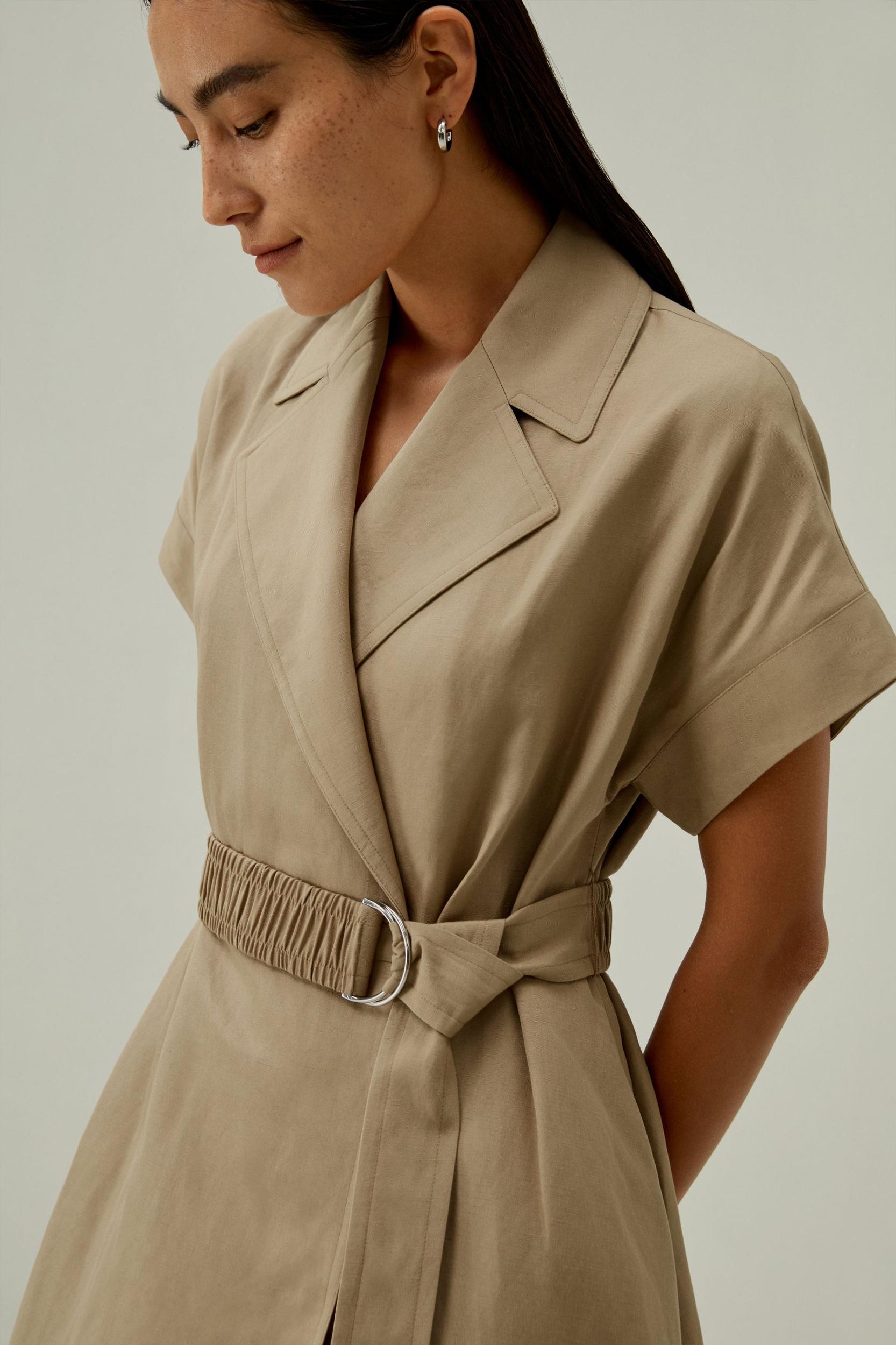 Short Sleeve Trenchcoat-Inspired Dress Product Image