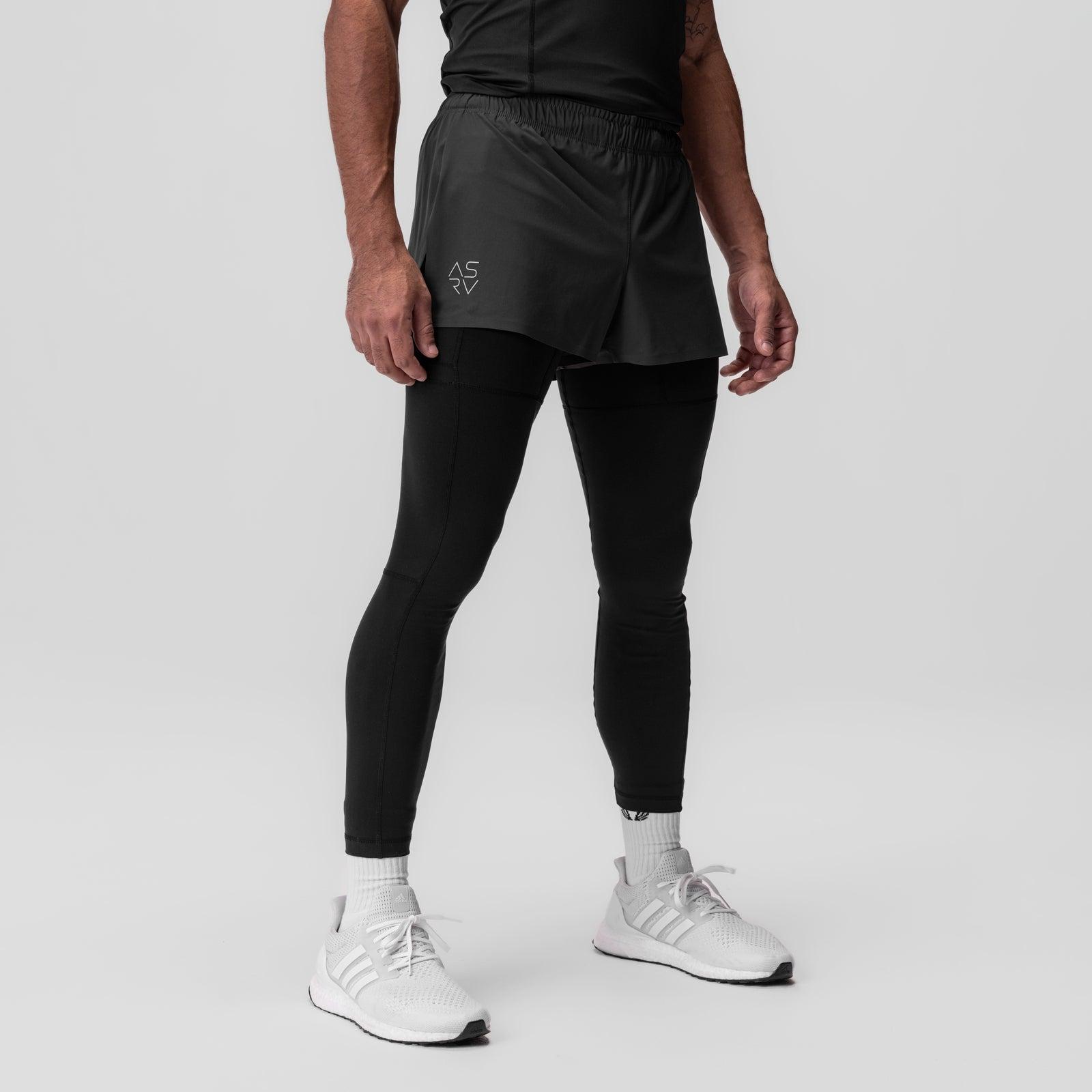 0911. Tetra-Lite® 2-in-1 High Split Legging Short - Space Grey "Cyber"/Black Male Product Image