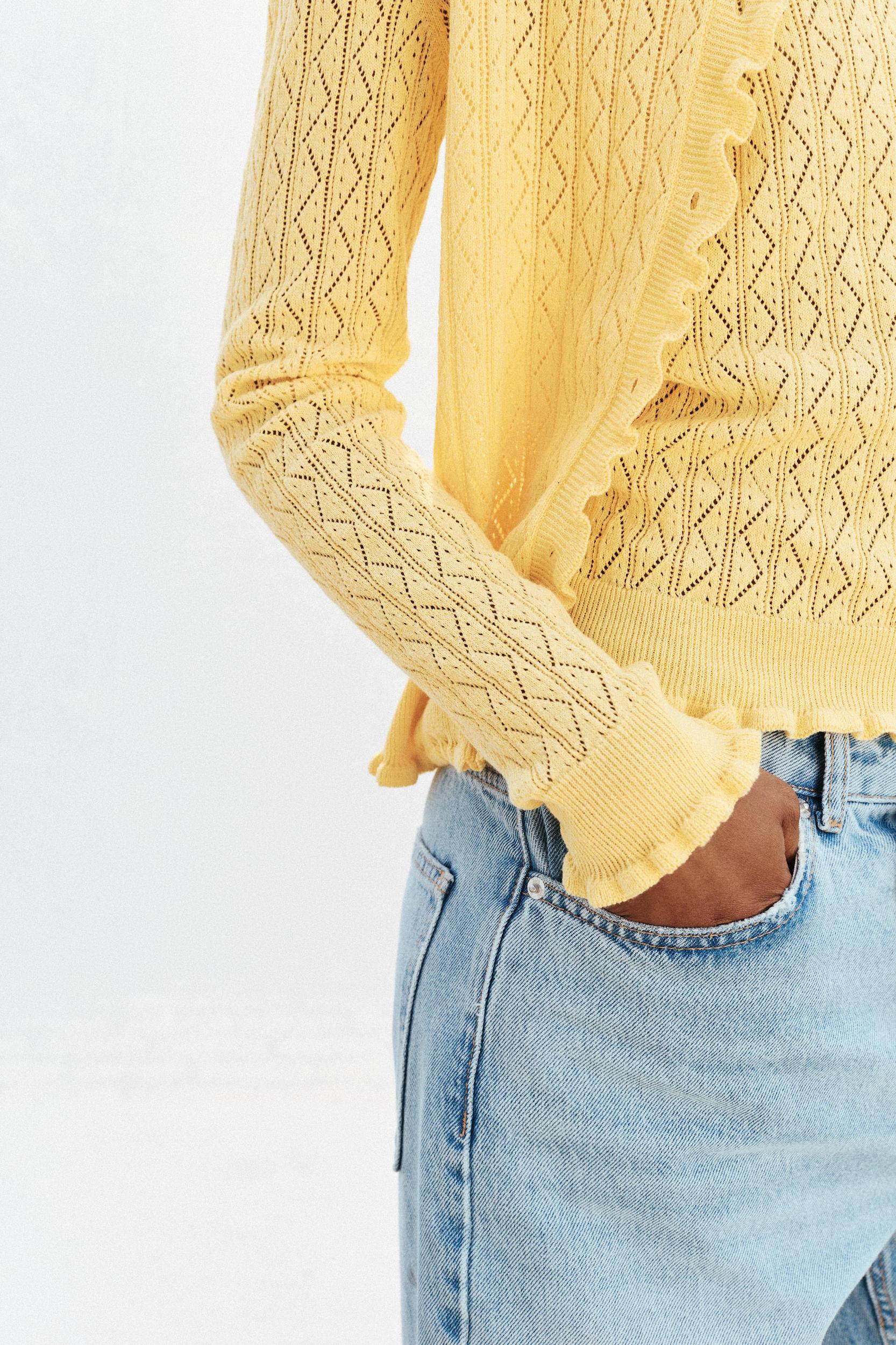 POINTELLE RUFFLED CARDIGAN Product Image
