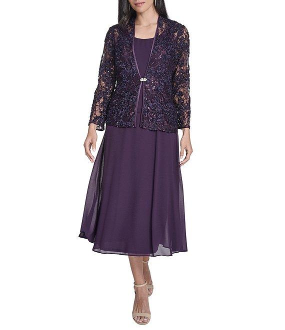 Jessica Howard 3/4 Sleeve Scoop Neck Soutache Mesh 2-Piece Jacket Dress Product Image