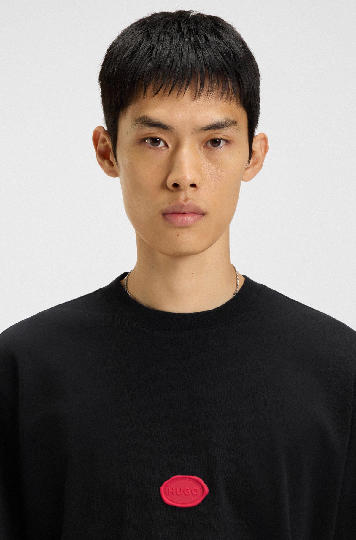 Cotton-jersey T-shirt with wax-stamp logo Product Image