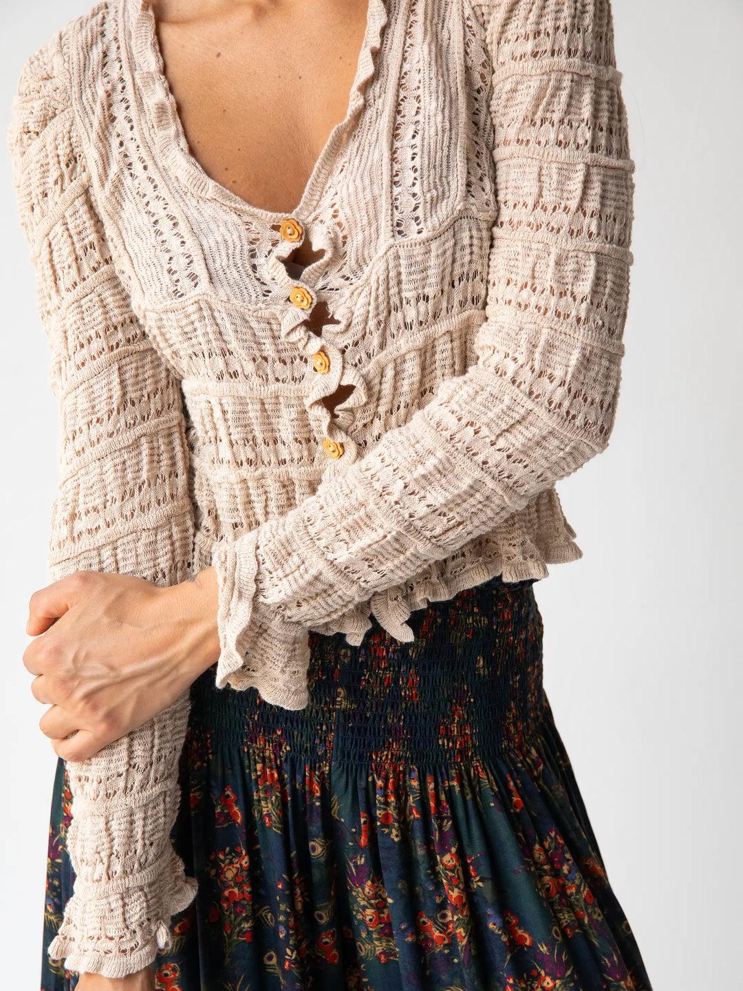 Juliet Ruffle Sweater Top - Slate Product Image