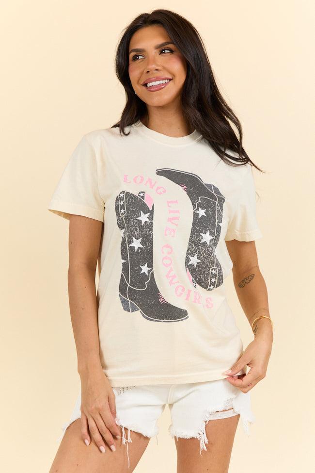 Long Live Cowgirls Star Boots Ivory Graphic Tee Product Image