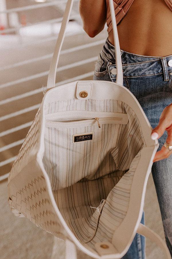 Boston Market Faux Leather Tote In Cream Product Image