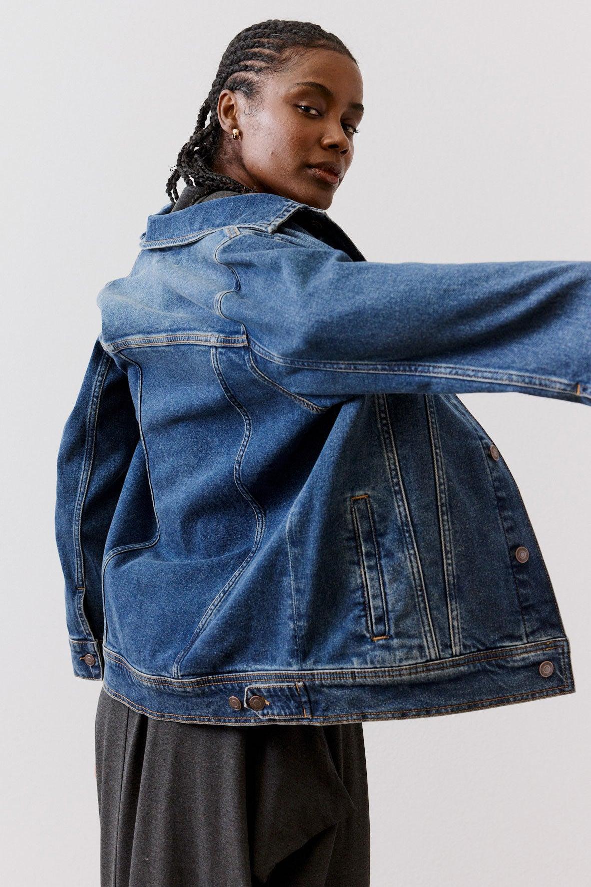 Long Line Denim Jacket Product Image