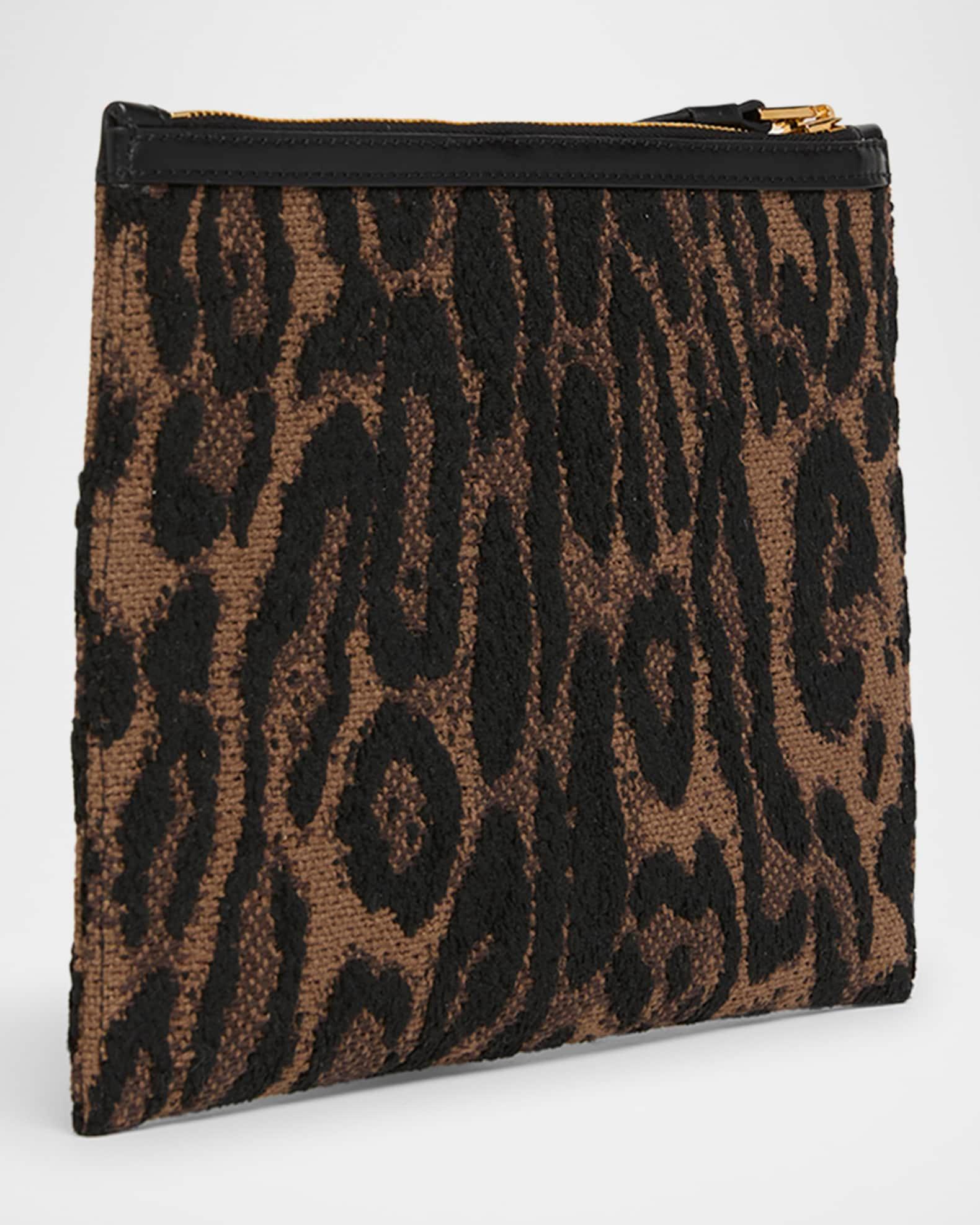 Wristlet Pouch Bag in Jacquard and Calf Leather Product Image