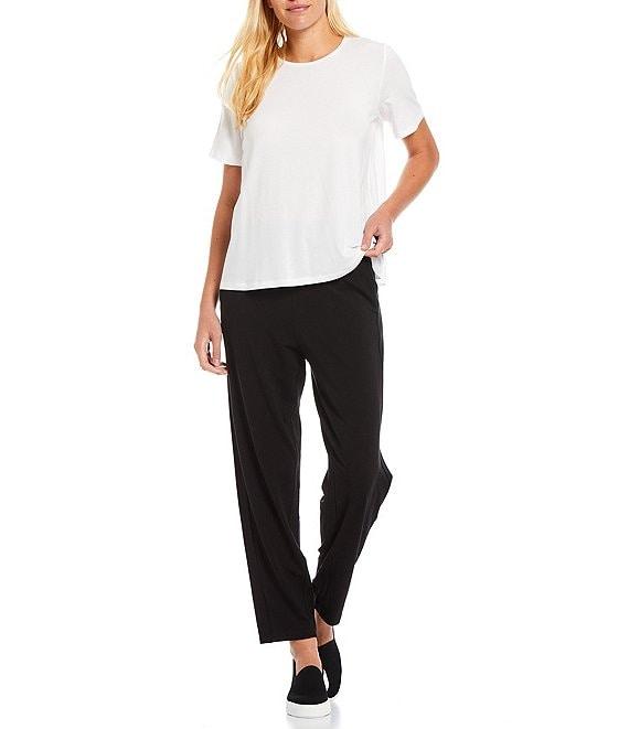 Eileen Fisher Tencel Lightweight Jersey Crew Neck Short Sleeve Shirt Product Image