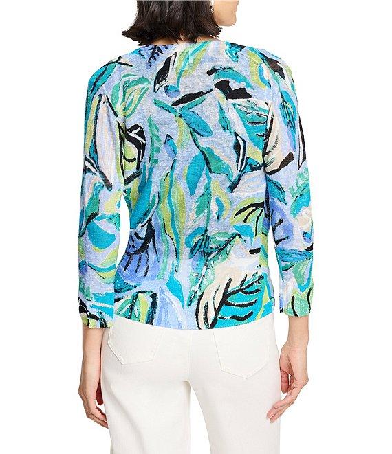 NIC + ZOE Island Beat 4-Way Linen Blend Knit Open Front 3/4 Sleeve Cardigan Product Image