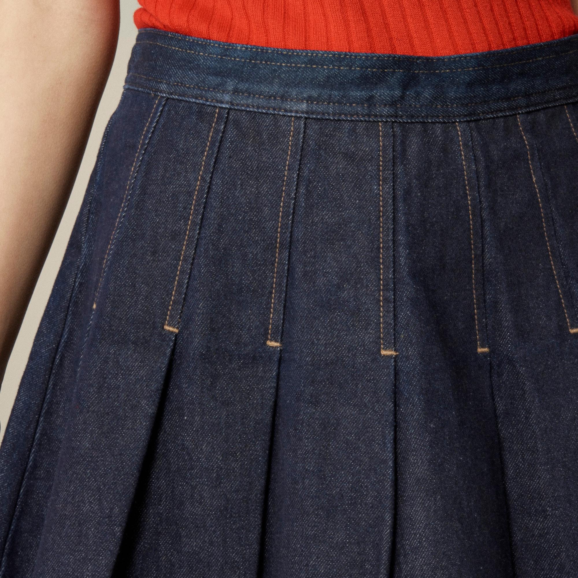 Pleated denim mini skirt Product Image