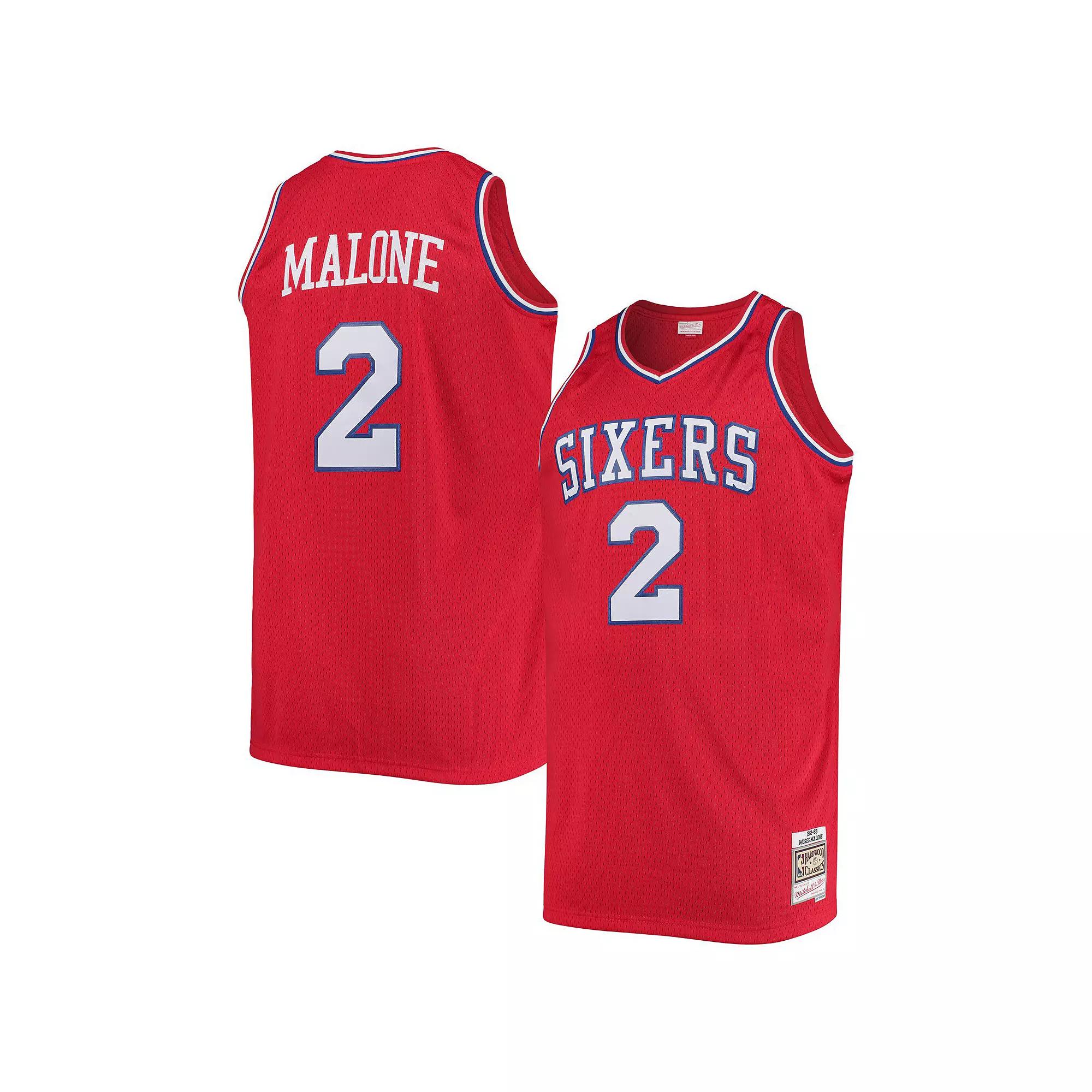 Men's Mitchell & Ness Moses Malone Red Philadelphia 76ers Big & Tall Hardwood Classics Jersey, Size: 4XB, 76r Red Product Image