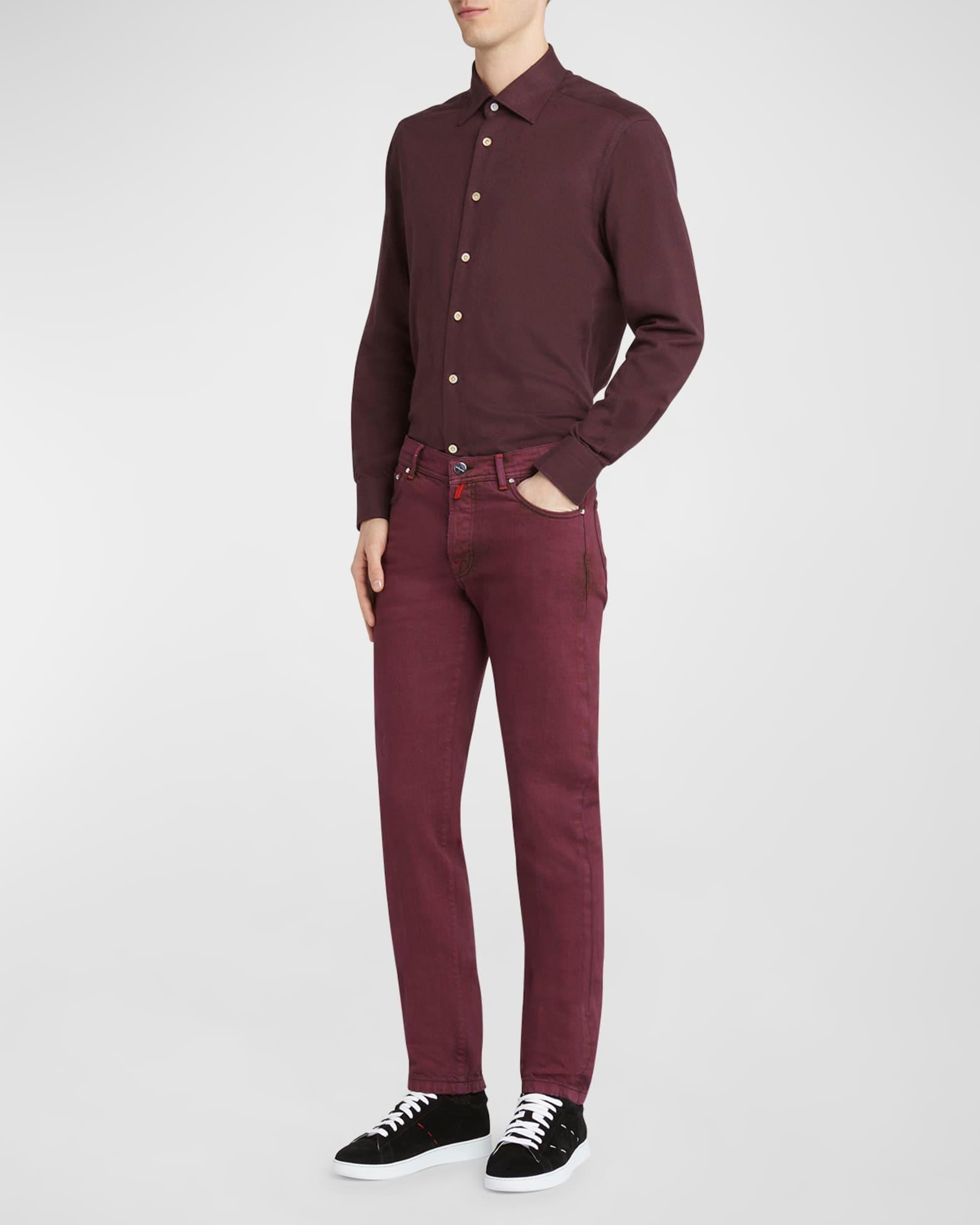 Men's Burgundy Overdyed Straight-Leg Jeans Product Image