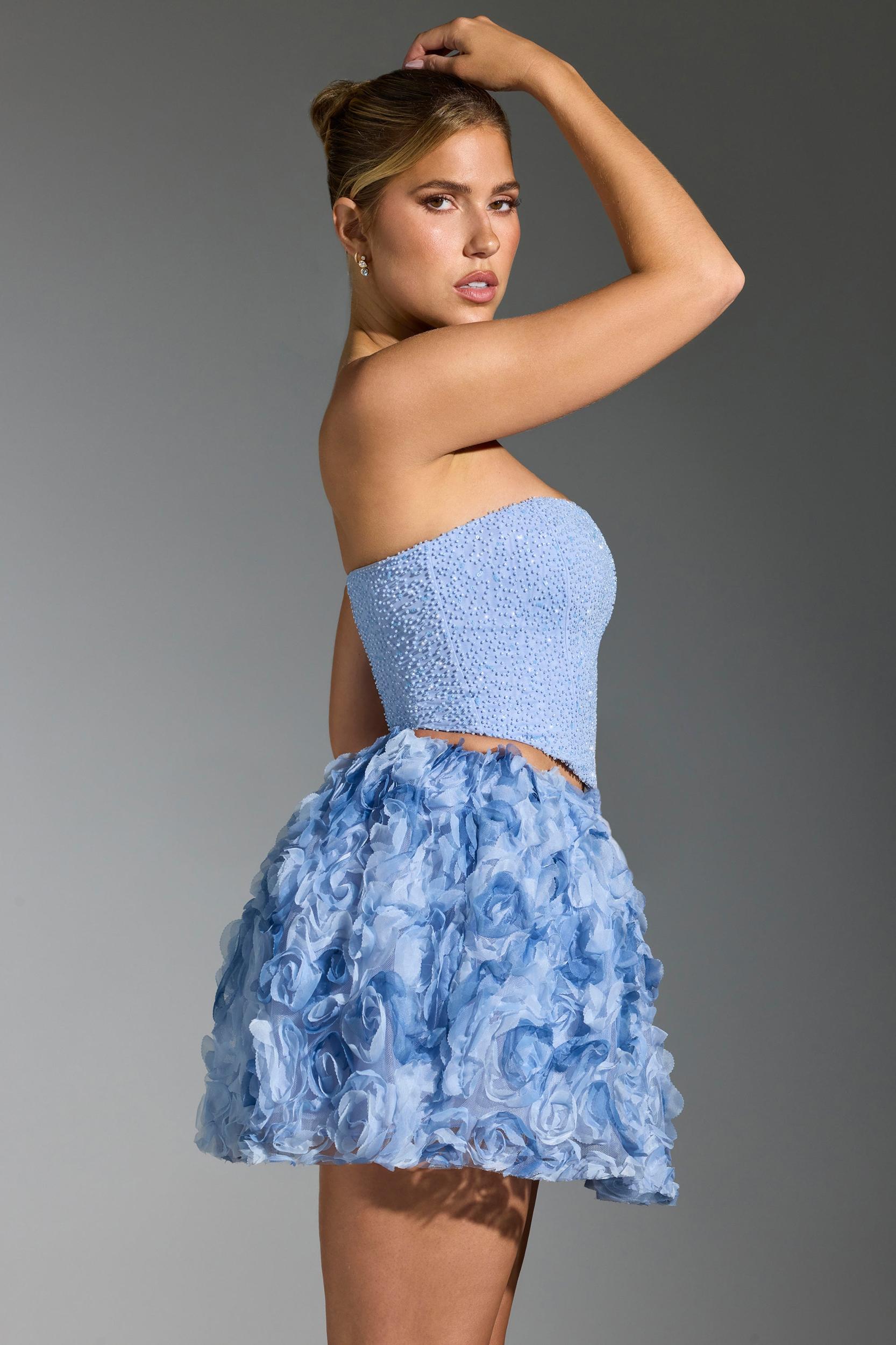 Embellished Corset Top in Blue Product Image