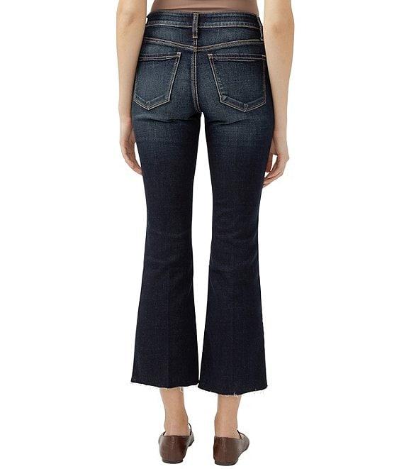 Silver Jeans Co. Suki Mid Rise Frayed Hem Indigo Flare Jeans Product Image