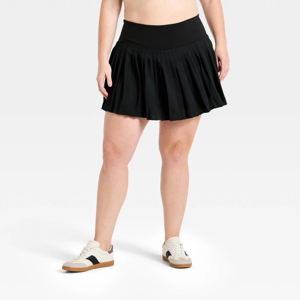 Women's High-Rise Woven Pleated Skort 15.75" - All In Motion™ Black XXL: Moisture Wicking, Quick Dry, UPF 50+ Product Image