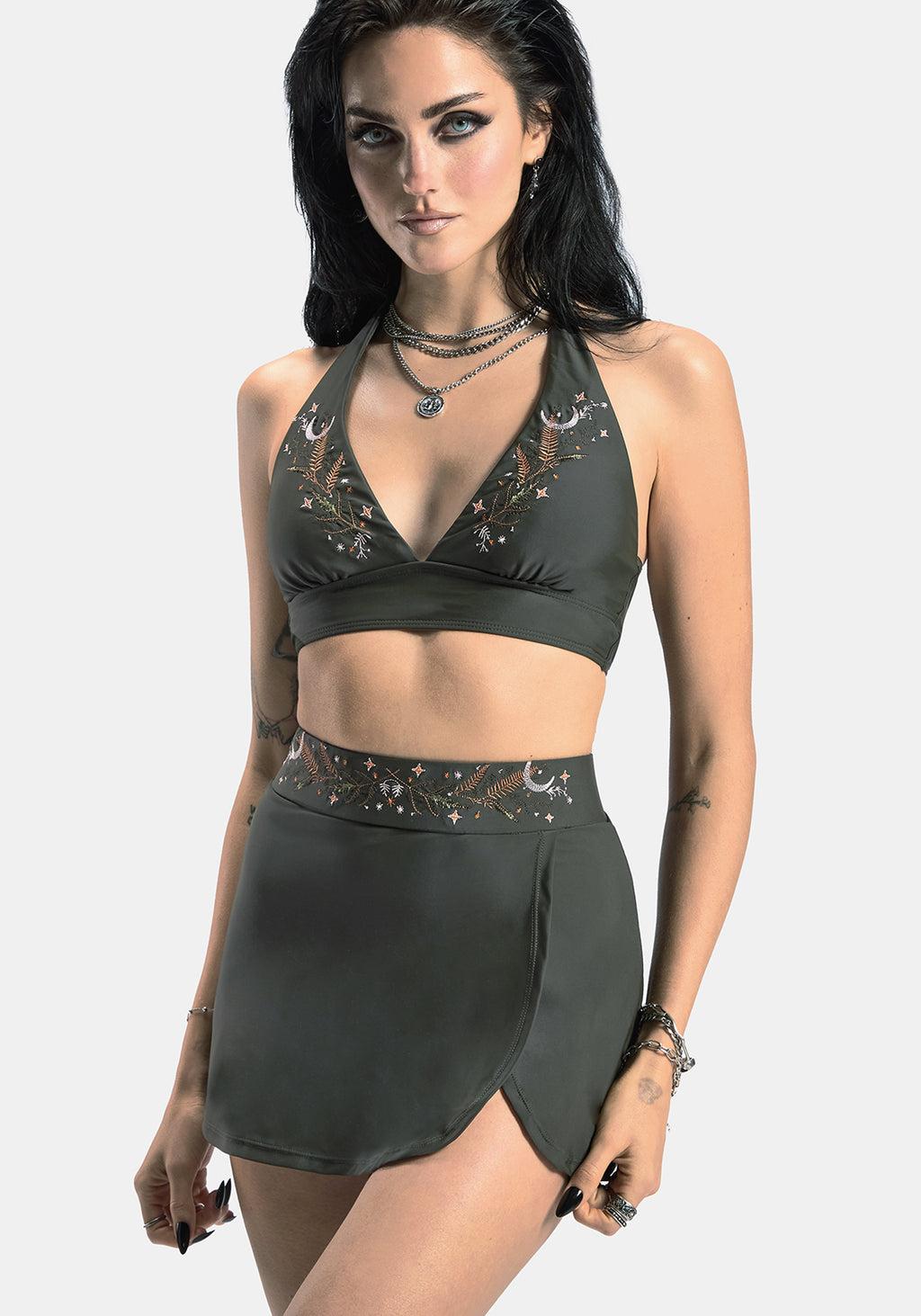 Abellona Embroidered Faux Wrap Swim Skirt Product Image