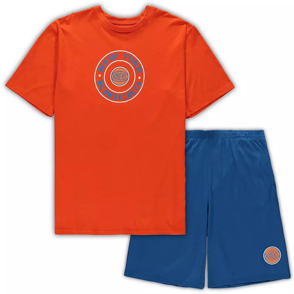 Men's Concepts Sport Orange/Blue New York Knicks Big & Tall T-Shirt & Shorts Sleep Set, Size: 3XB Product Image