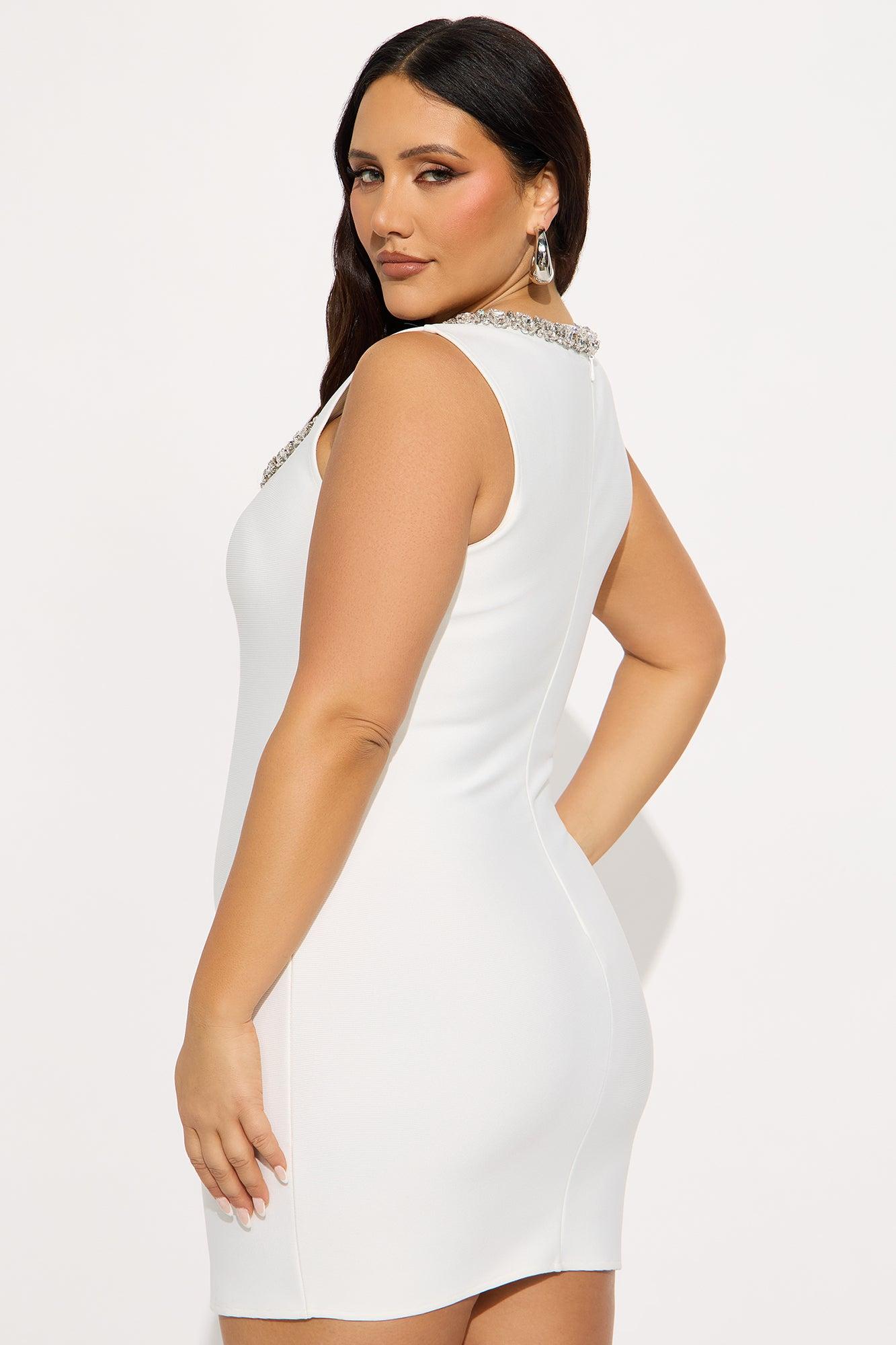 Fariah Rhinestone Bandage Mini Dress - White Female Product Image