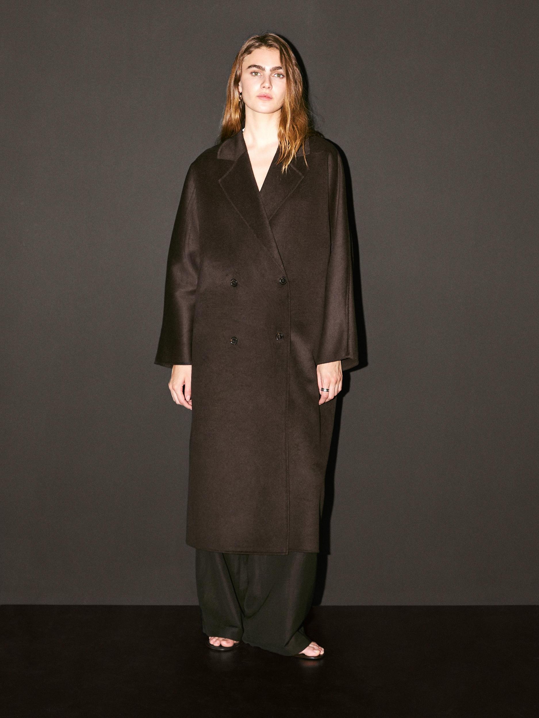 Long double-breasted wool blend coat Product Image