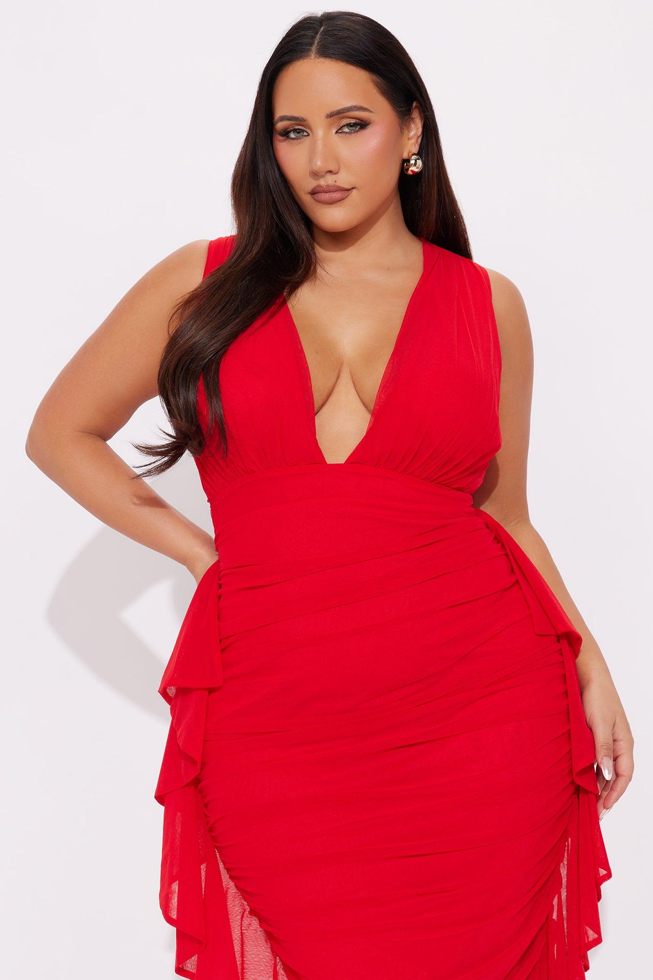 Taste Of Her Midi Dress - Red Product Image