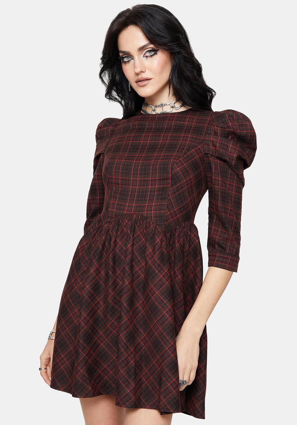 Bonnie Mutton Sleeve Check Mini Dress Product Image