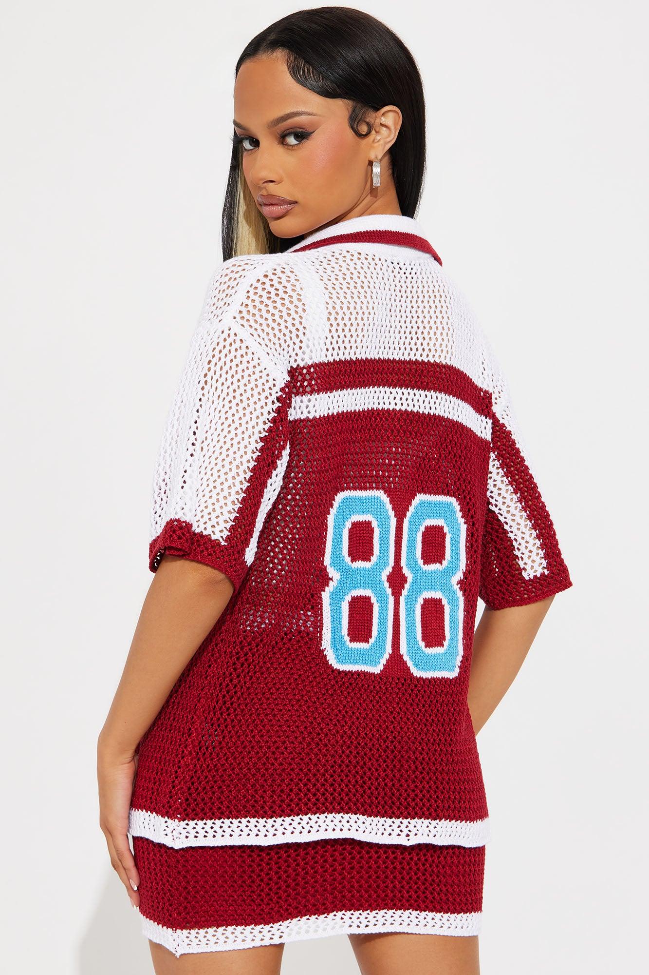 Game On Crochet Skirt Set - Red/combo Product Image