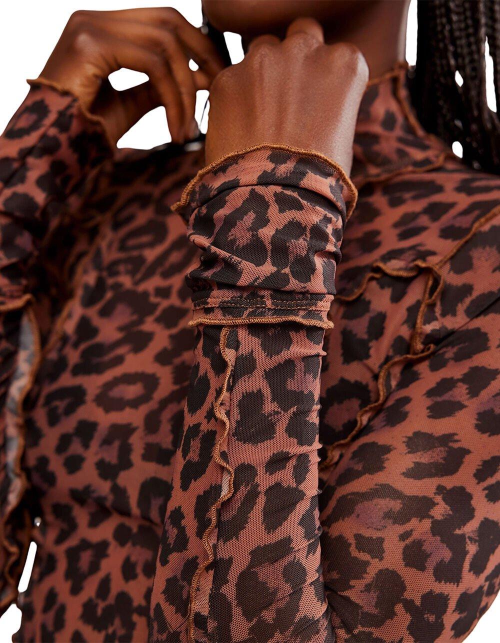 FREE PEOPLE Charlie Leopard Print Womens Mesh Top - LEOPARD Product Image