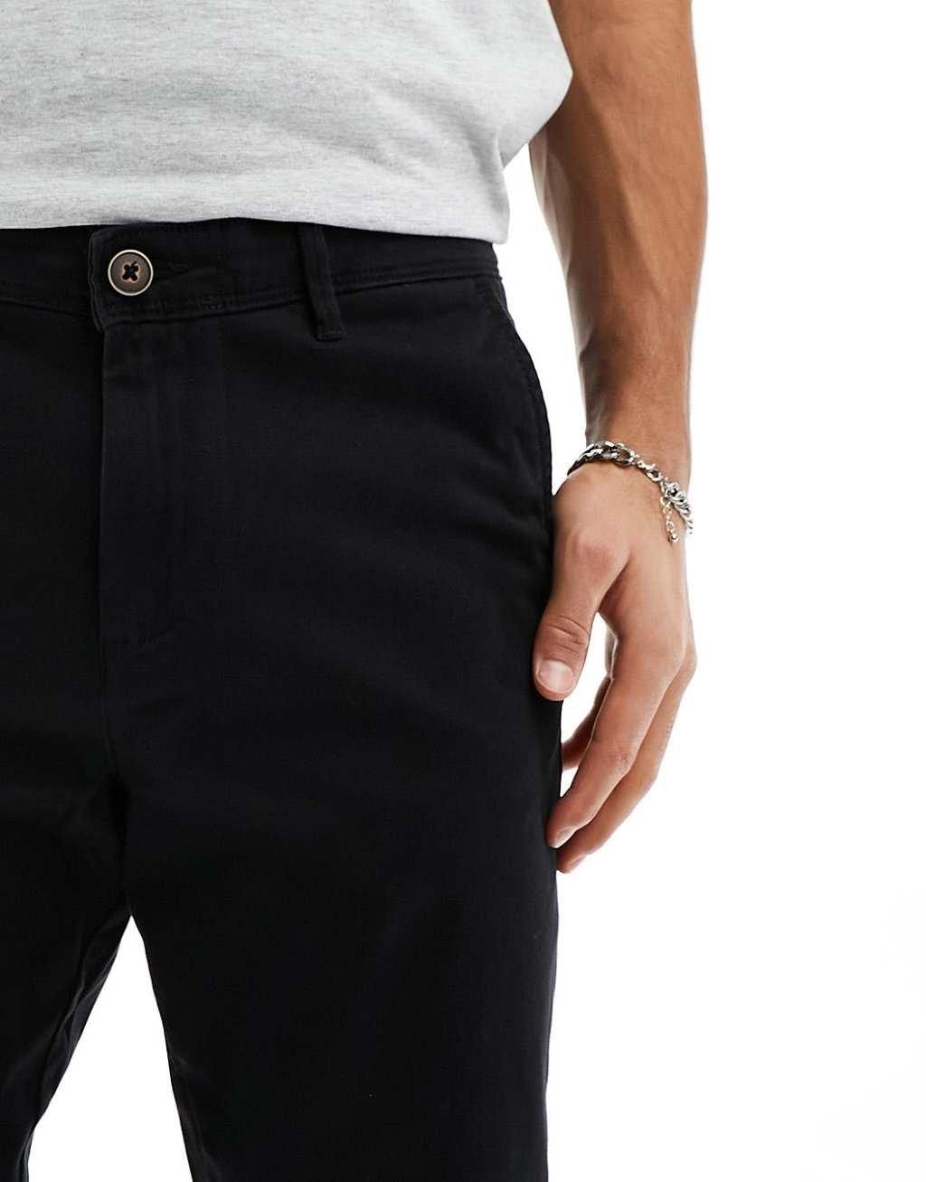 Jack & Jones Intelligence slim fit chinos in black  Product Image