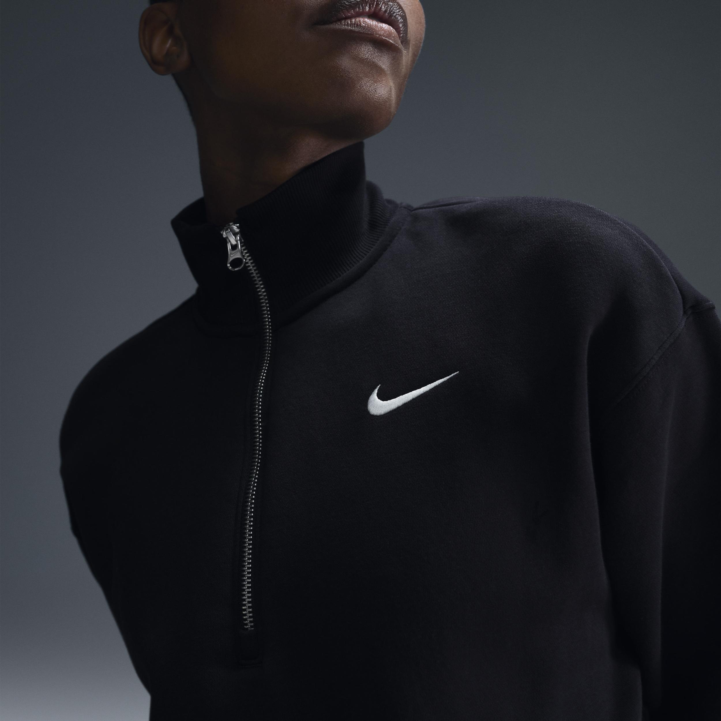 Womens Nike Sportswear Phoenix Fleece 1/4-Zip Cropped Sweatshirt | DQ5767-010 Product Image
