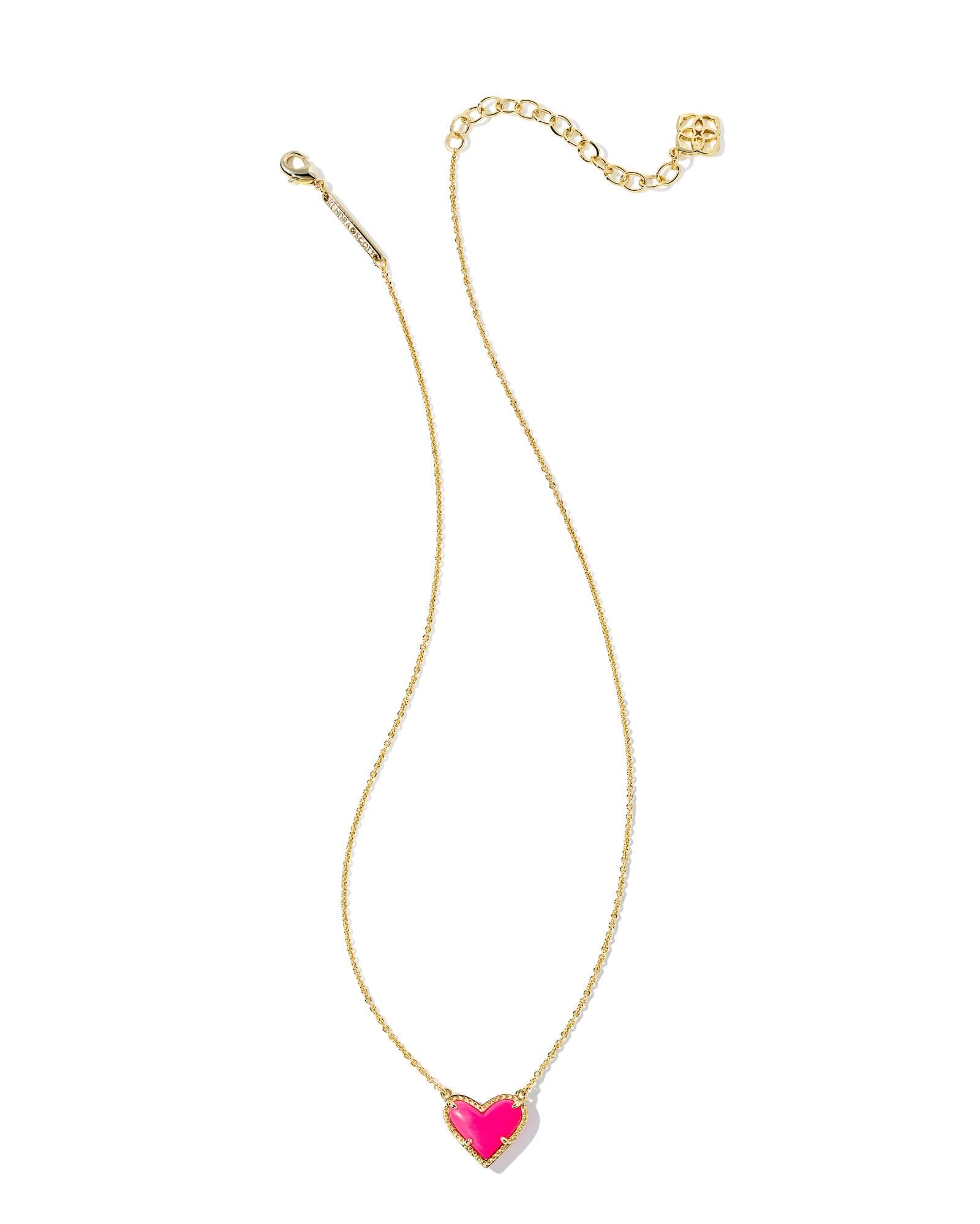 Kendra Scott Ari Heart Gold Extended Length Pendant Necklace in Iridescent | Drusy Product Image