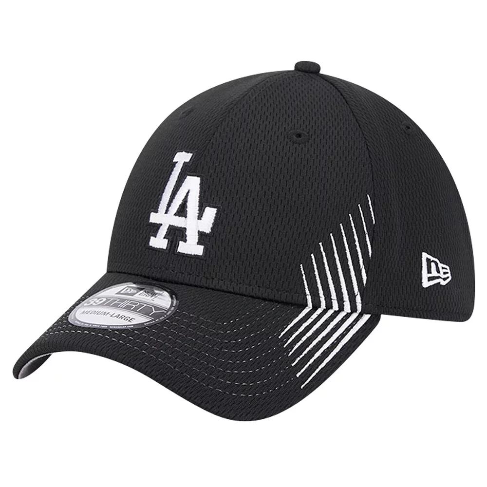 Men's New Era Black Los Angeles Dodgers Active Dash Mark 39THIRTY Flex Hat, Size: Medium/Large Product Image