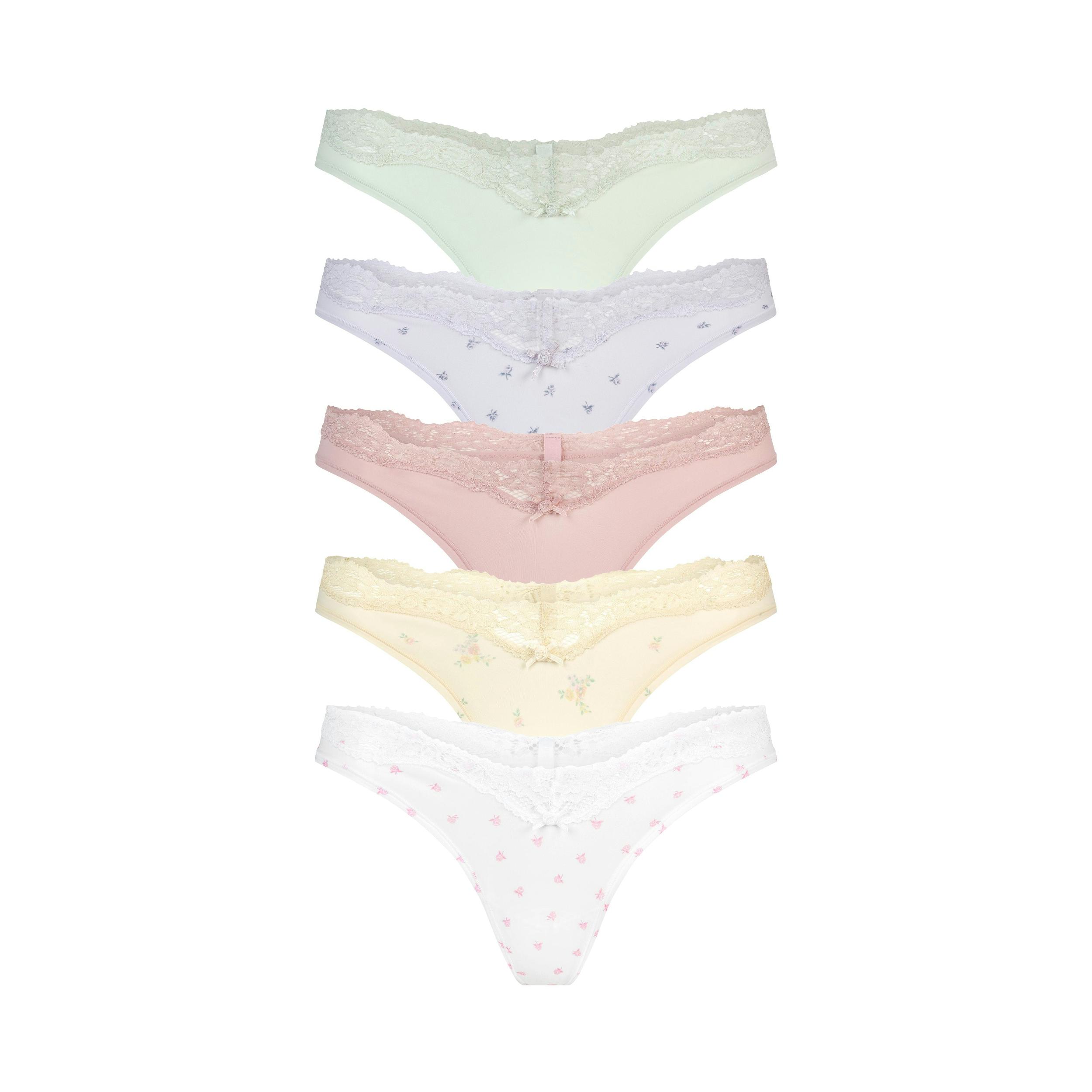 FITS EVERYBODY LACE DIPPED THONG 5-PACK | BOUQUET MULTI Product Image