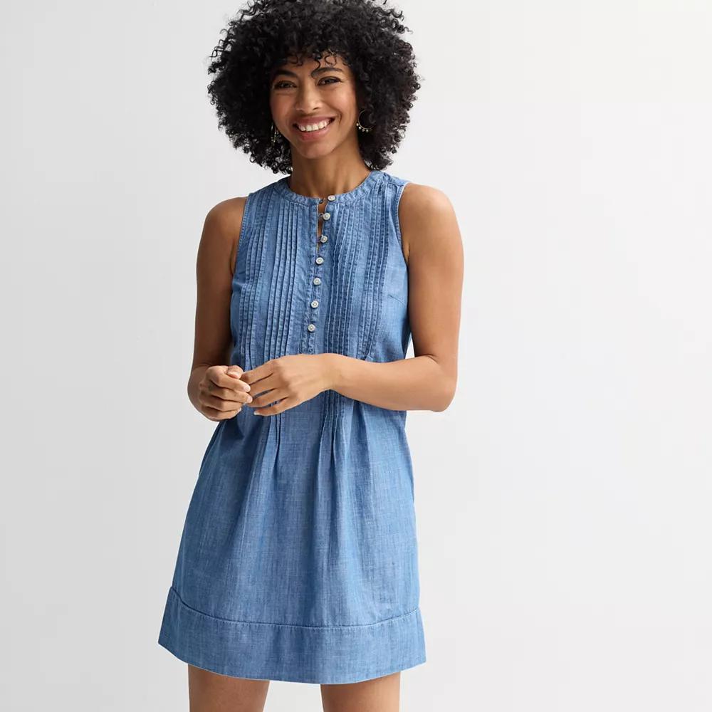 Women's Sonoma Goods For Life® Sleeveless Pintuck Dress, Size: XL, Chambray Product Image