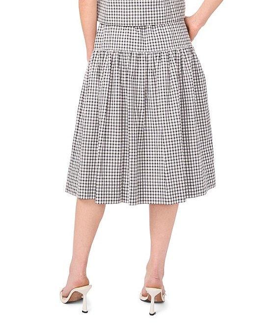 CeCe Gingham A-Line Tiered Belted Midi Skirt Product Image