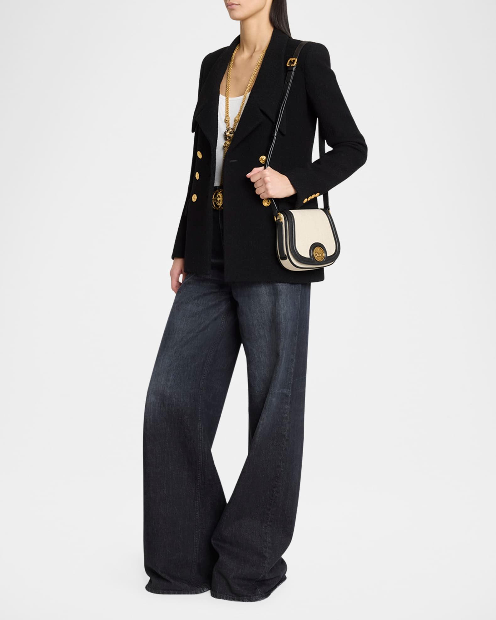 Horse Medal Small Saddle Crossbody Bag in Canvas Leather  Product Image