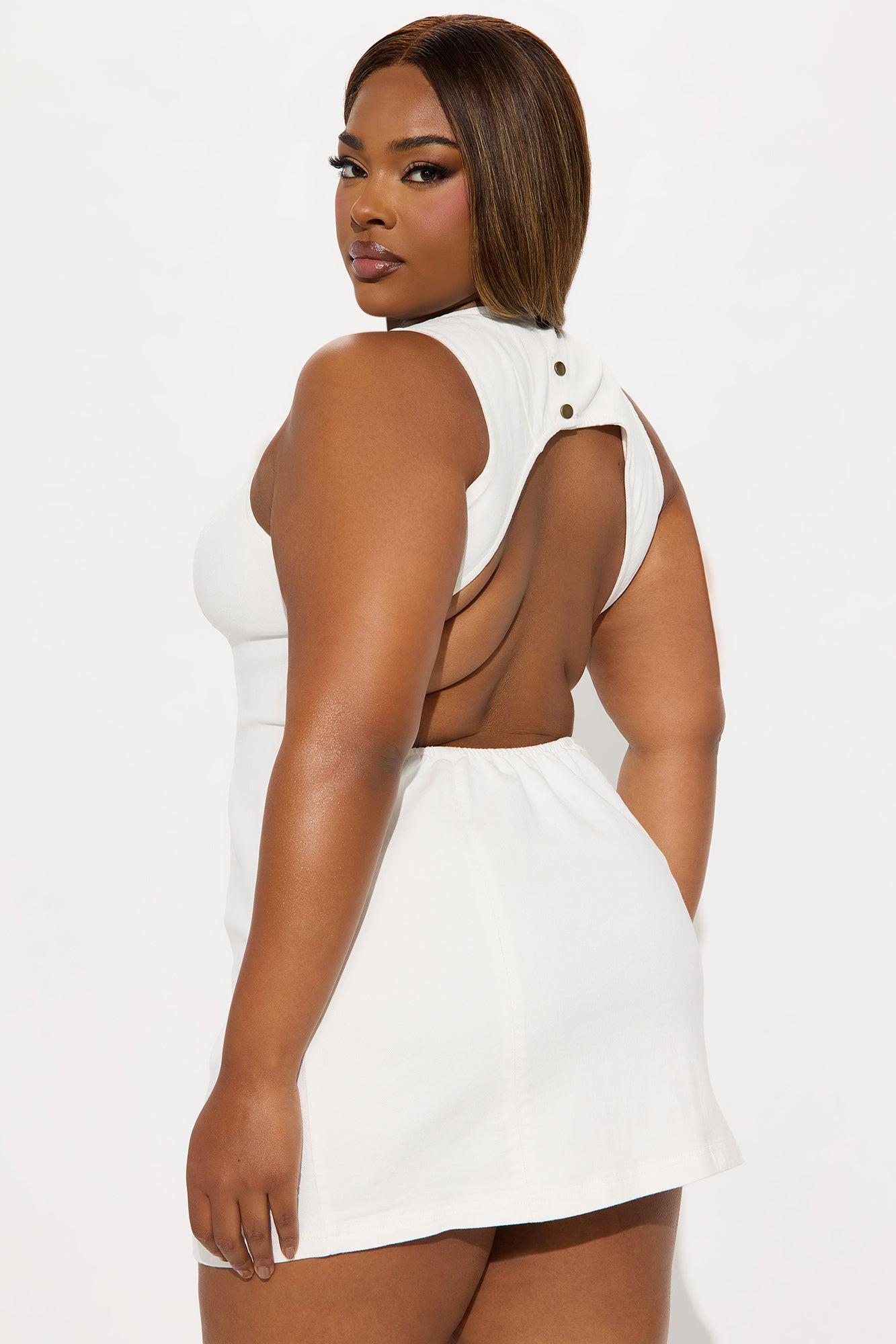 Kaylie Denim Mini Dress - White Wash Product Image