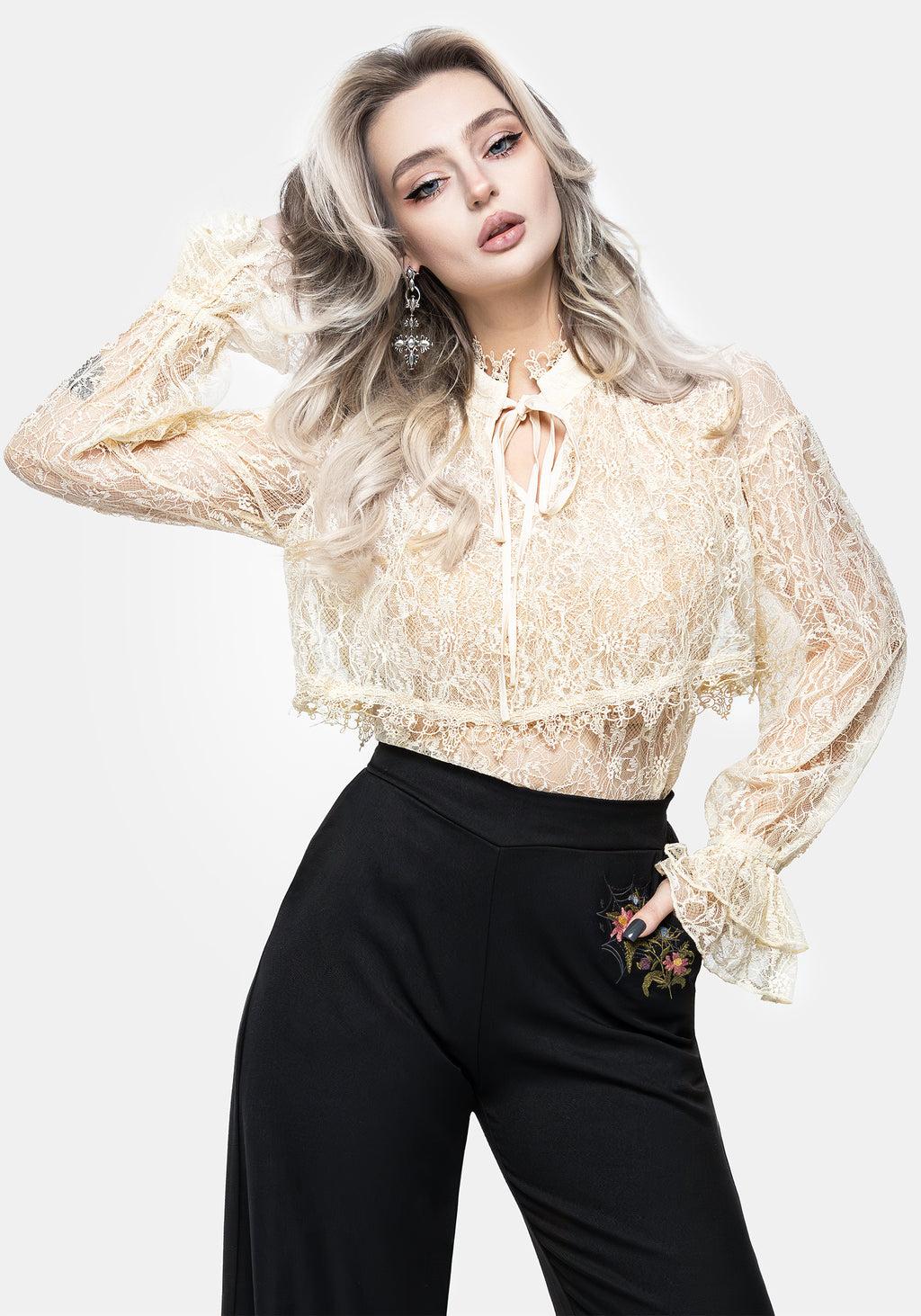 Wither Floral Lace Blouse Top Product Image