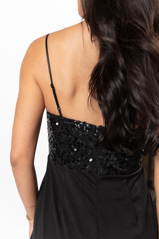 Even The Score Black Sequin Top Jumpsuit FINAL SALE Product Image