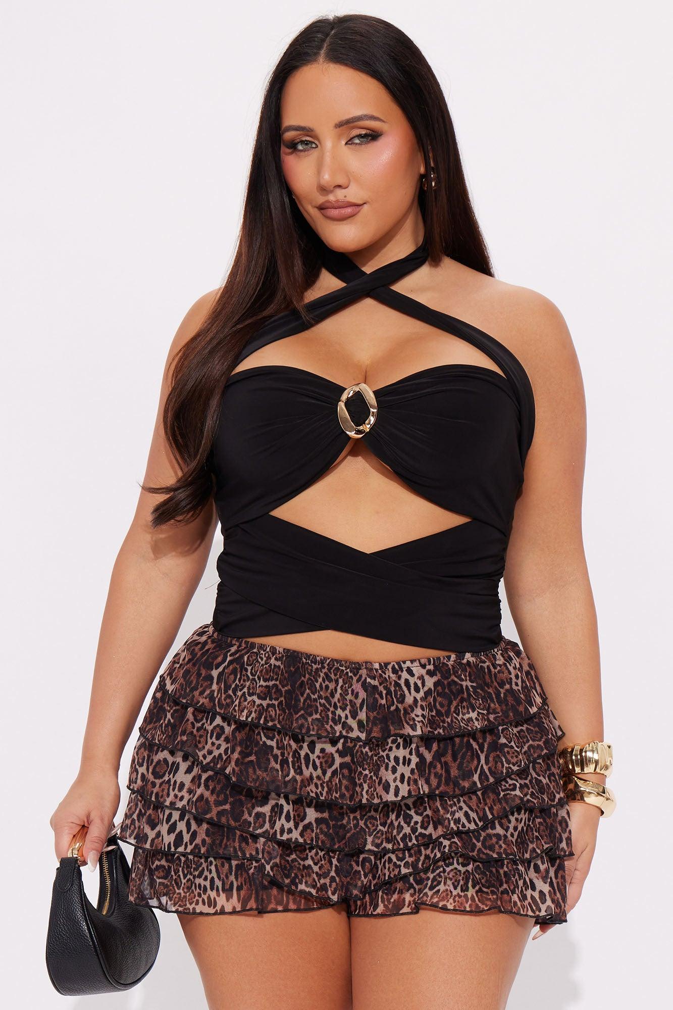 Cross Fire Criss Cross Halter Bodysuit - Black Female Product Image