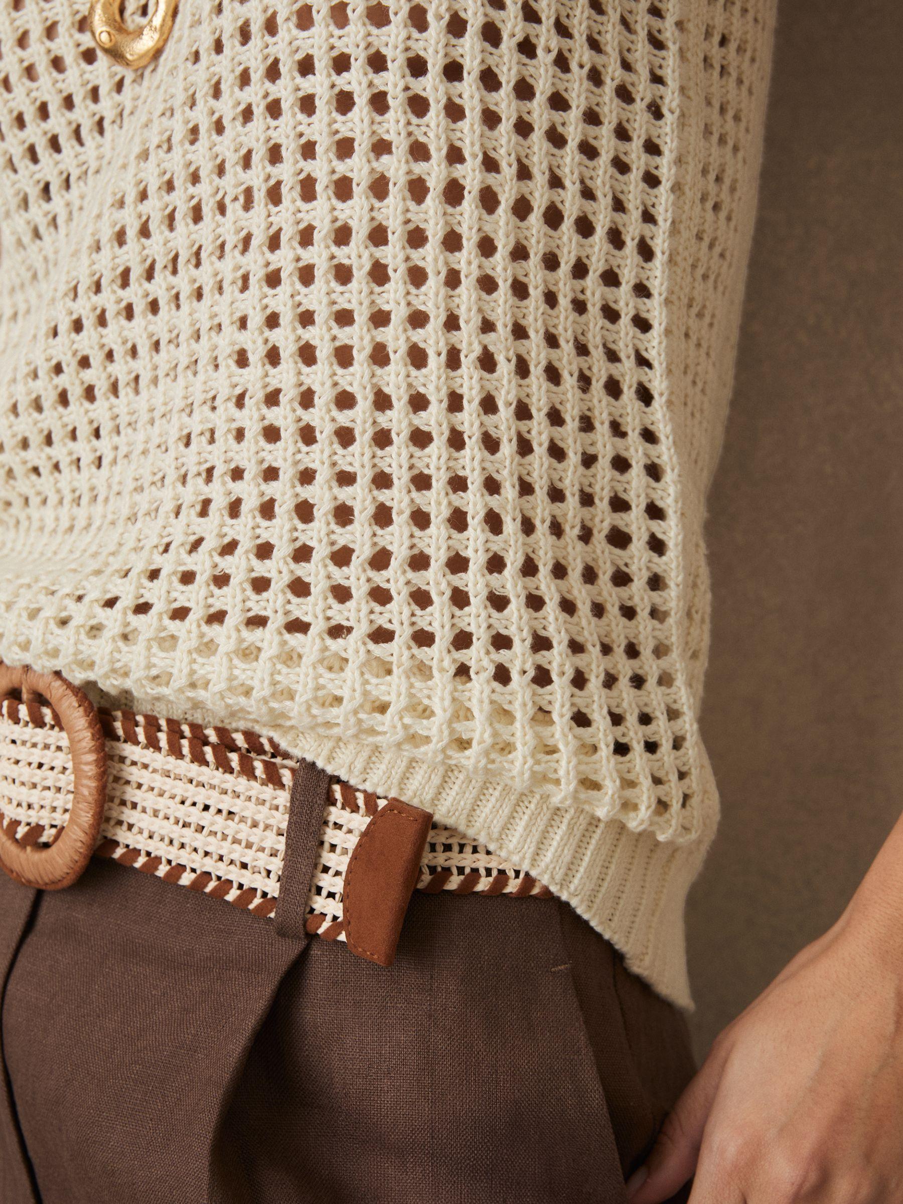 Linen Open-Knit Vest in Ivory Product Image