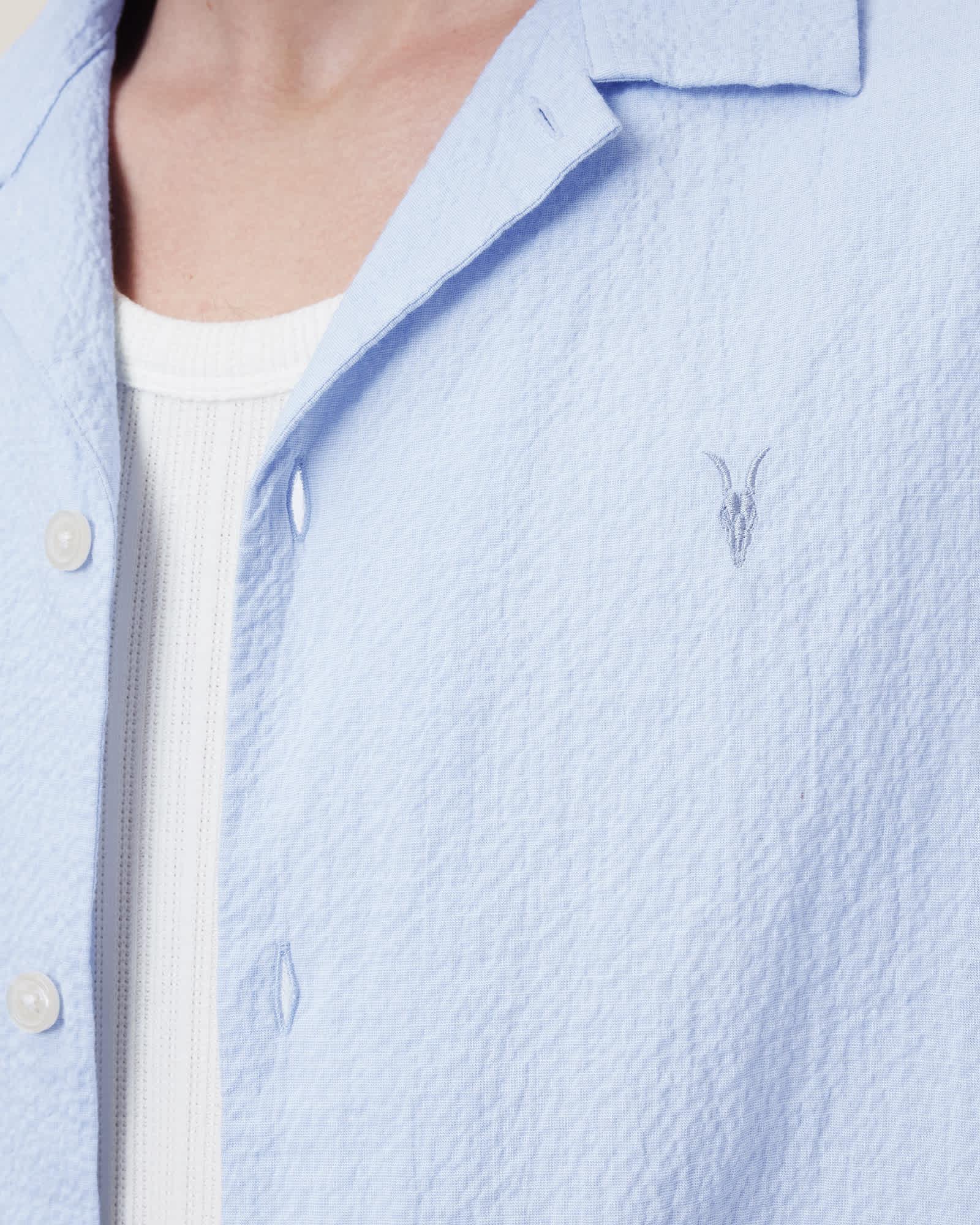 Valmer Relaxed Fit Ramskull Shirt SHORE BLUE | ALLSAINTS US Product Image