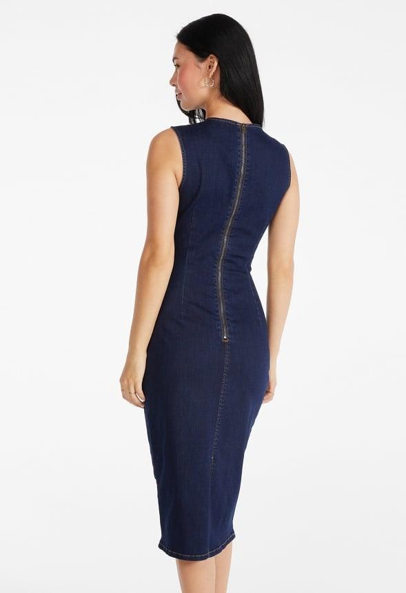 Bodycon Midi Denim Dress Product Image