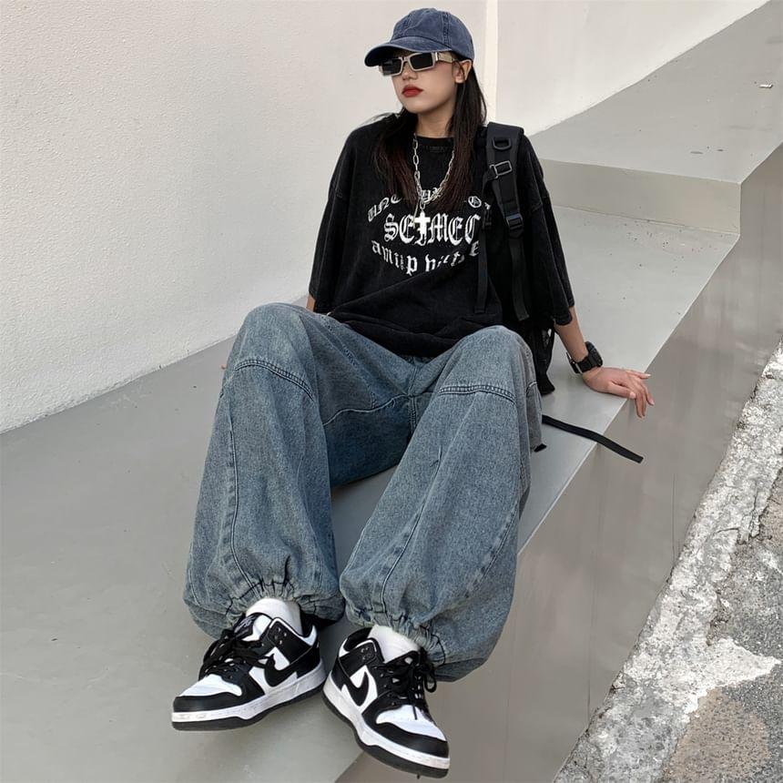 Harem Denim Cargo Pants Product Image